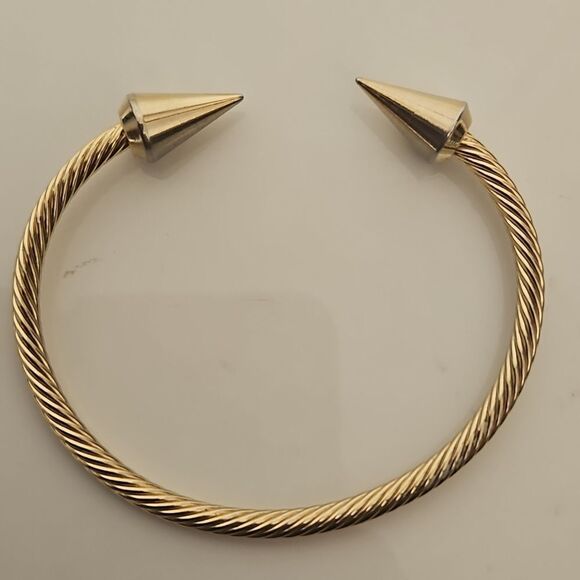 Gold Twisted Open Cuff Bracelet - Picture 2 of 16